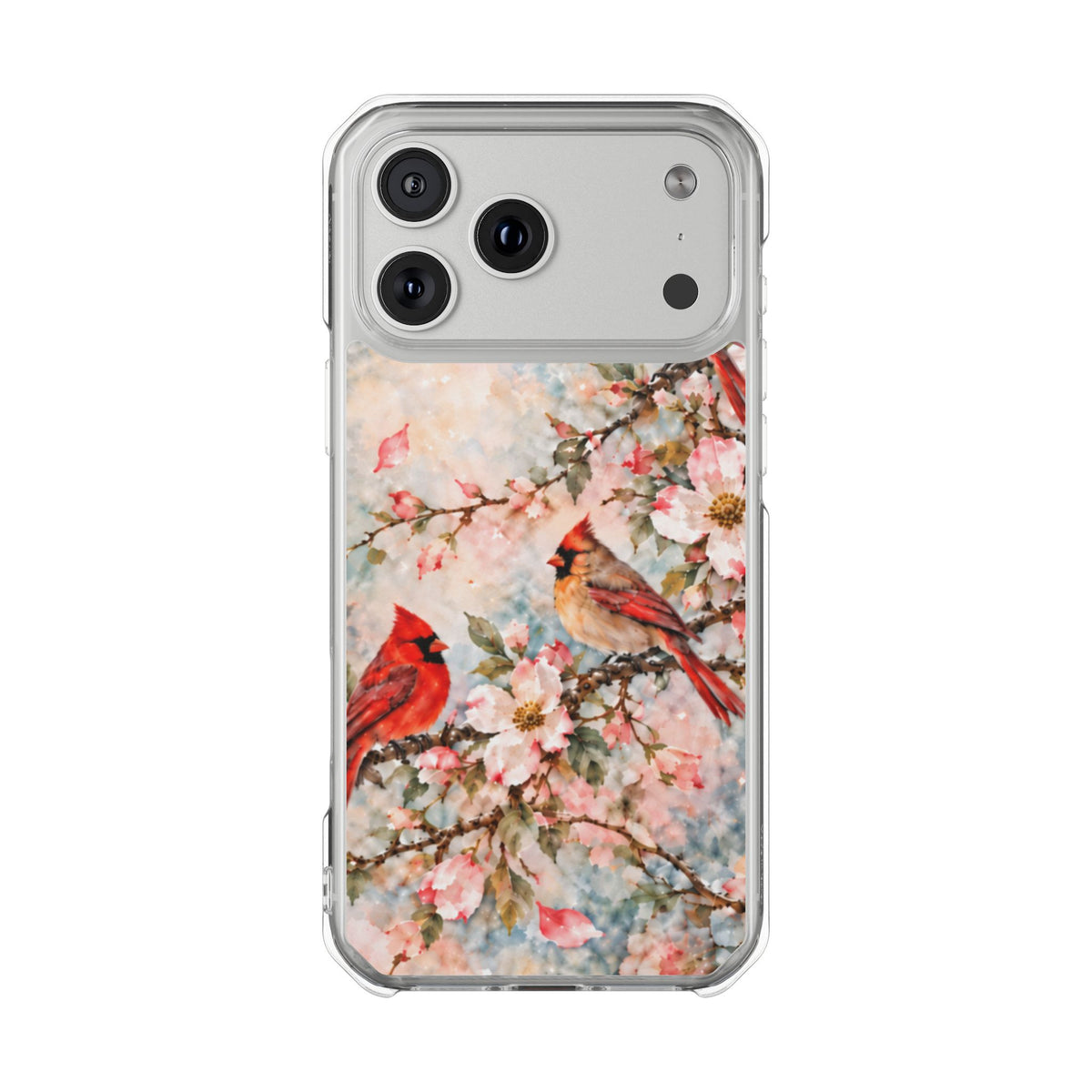 Clear Magnetic Phone Case — Cardinal Flock Scene