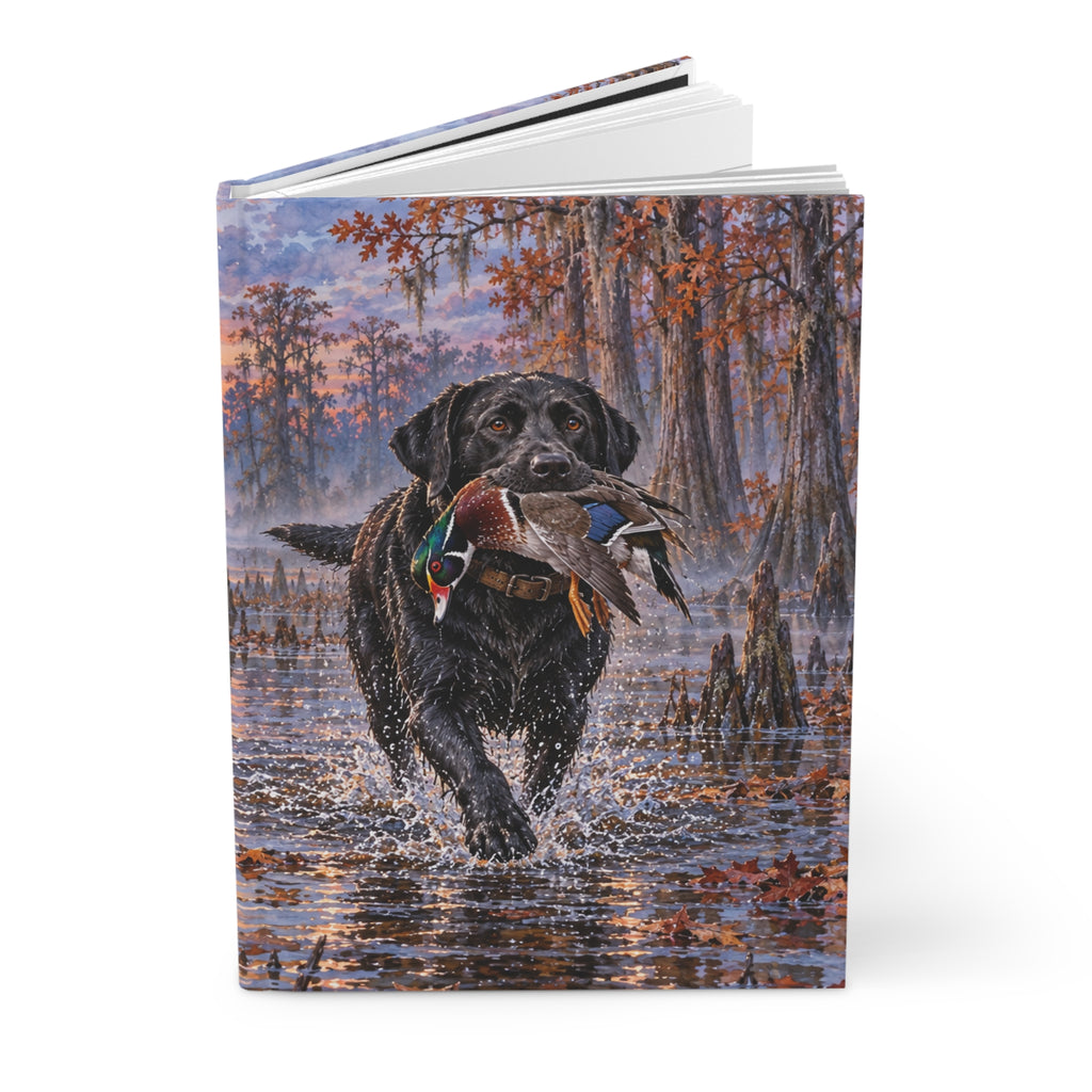 Black Labrador Journal — Autumn Swamp Sunset Hardcover Notebook