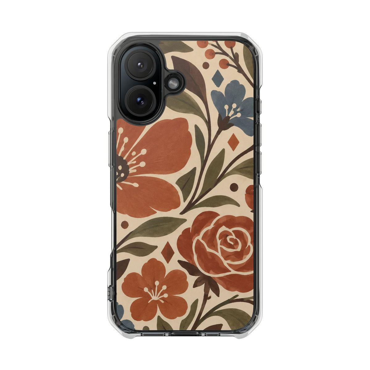Clear Magnetic Phone Case Floral Patterns Protective Cover