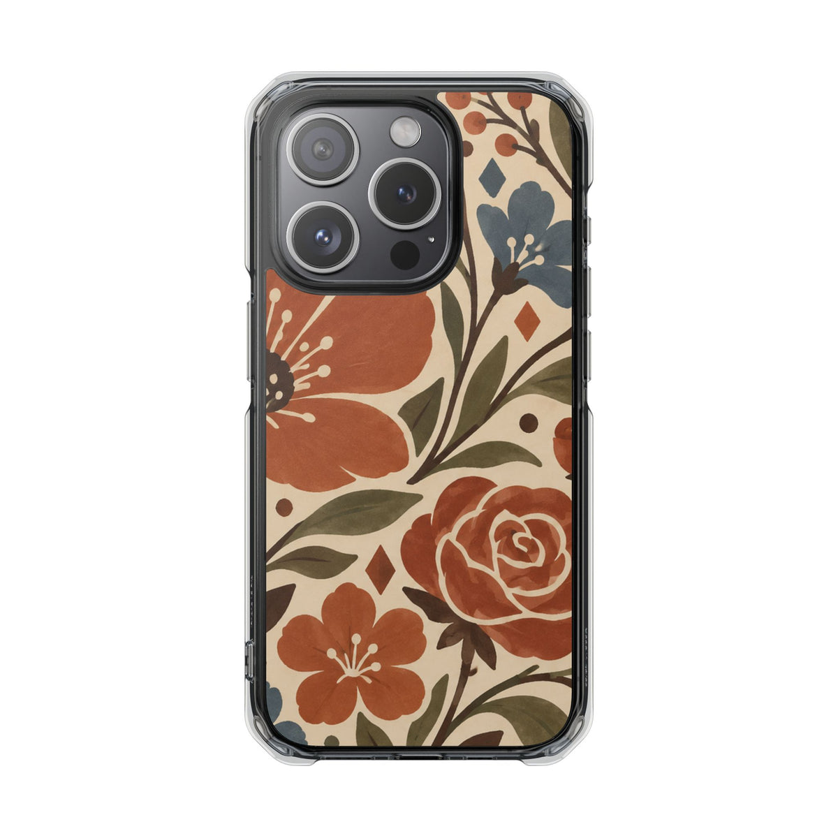 Clear Magnetic Phone Case Floral Patterns Protective Cover