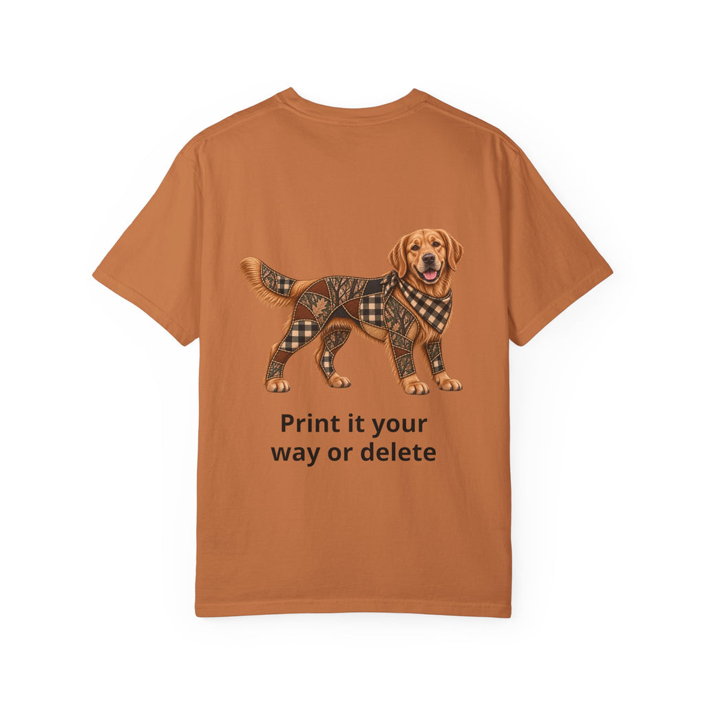 Faux Patchwork Golden Retriever Shirt, Full Body Golden Retriever Hunting Long Sleeve, Arkansas Hunter Gift