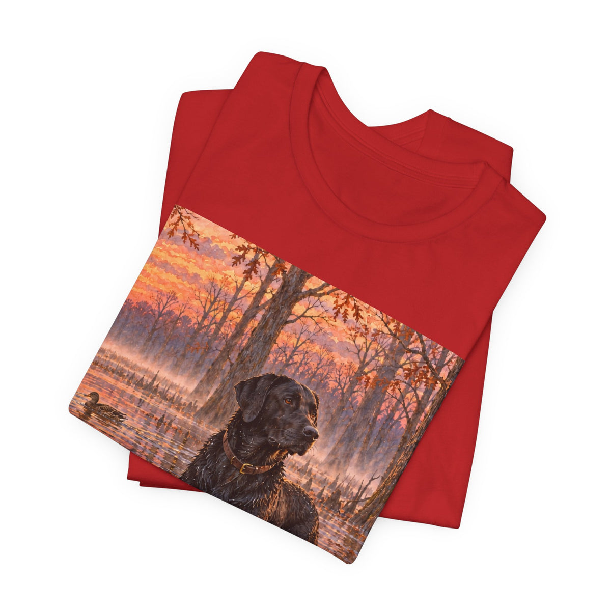 Sunset Bay Labrador Tee — Black Lab Dog Sunset Shirt