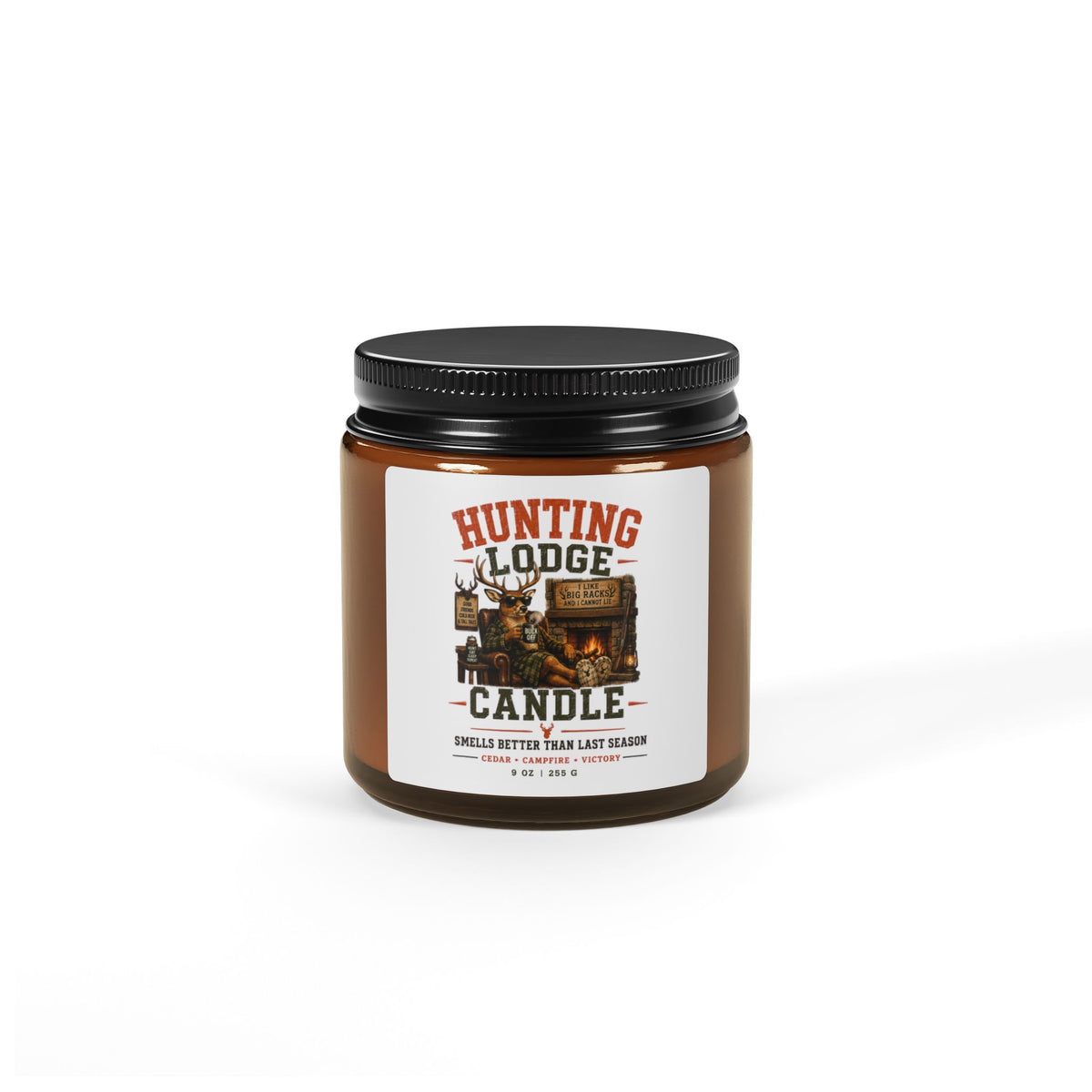 Hunting Lodge Soy Candle — Amber Jar Scented Candle (Multi-Size)