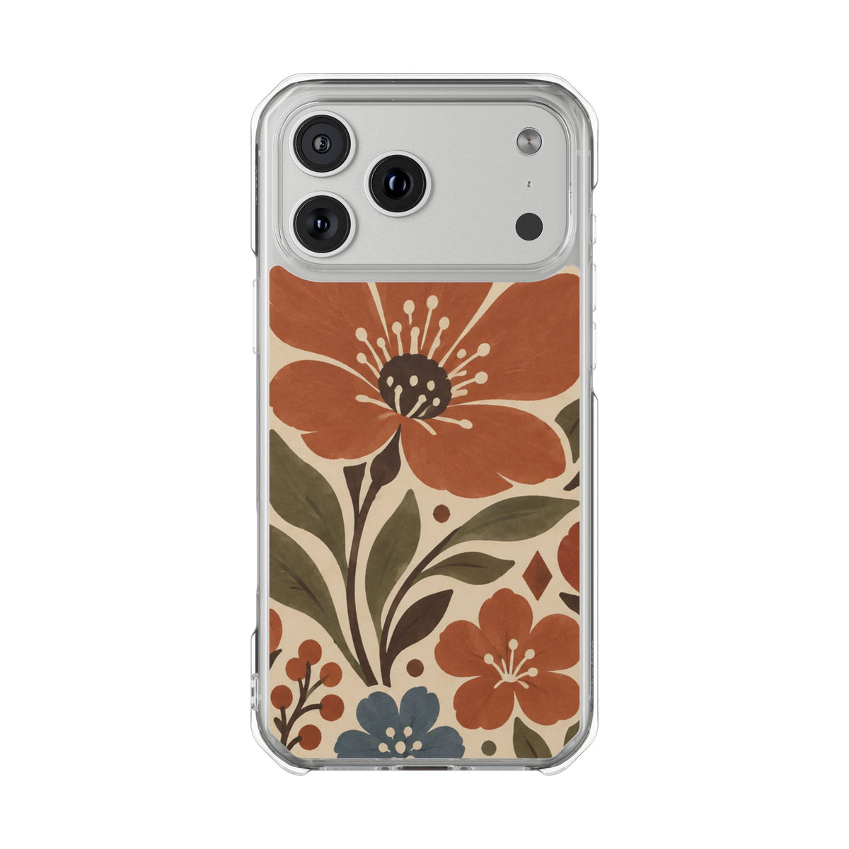 Clear Magnetic Phone Case Floral Pattern Protective Cover