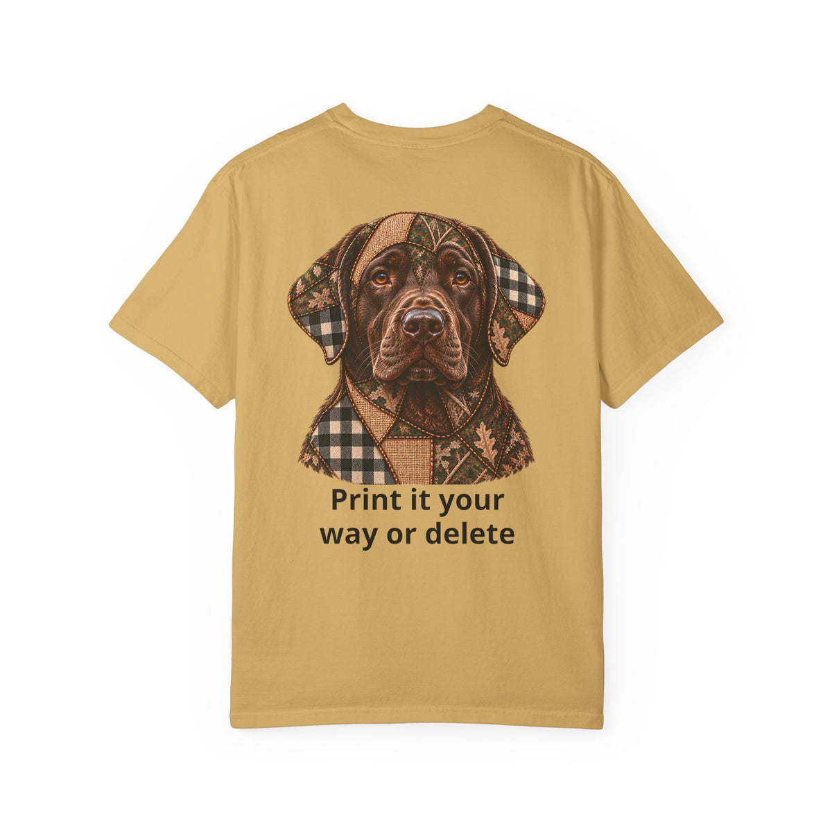 Faux Patchwork Chocolate Lab Shirt, Labrador Hunting T-Shirt, Arkansas Hunter Gift
