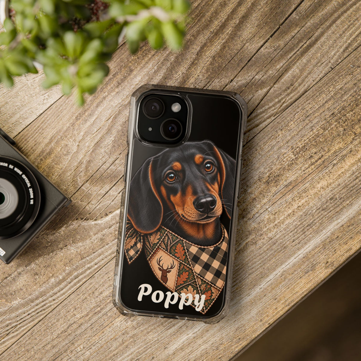 Clear Magnetic Phone Case — Dachshund Personalized