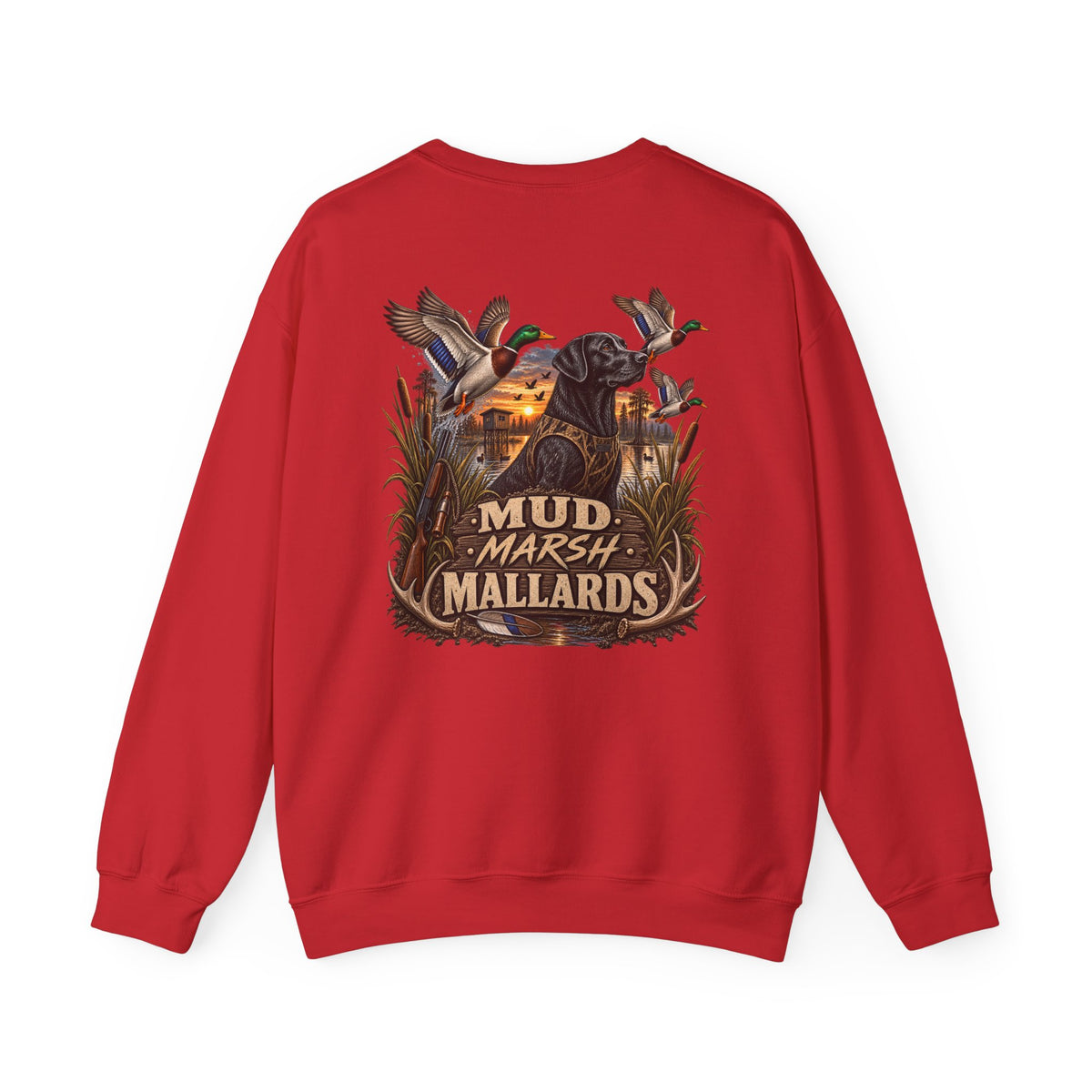 Mallard Duck Crewneck Sweatshirt — "Mud Marsh Mallards" Waterfowl Hunting Pullover