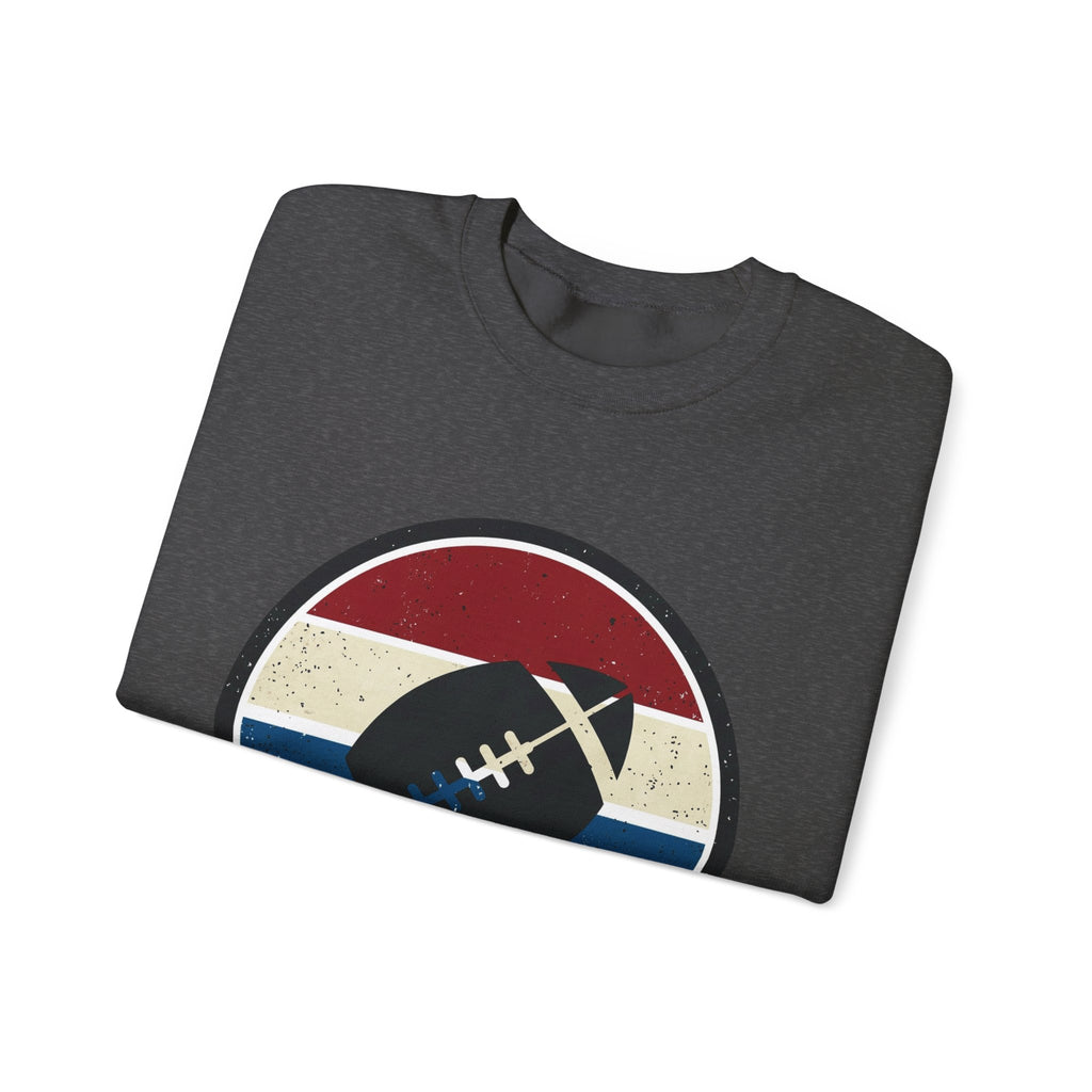 Retro Football Season Crewneck Sweatshirt | Vintage Stripe Football Logo