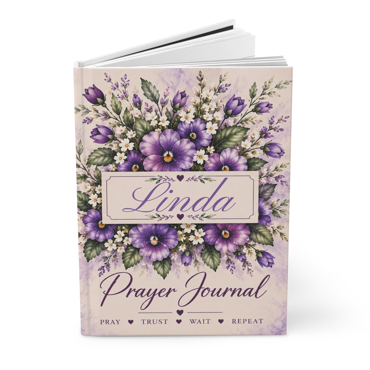 Personalized February Birth Flower Prayer Journal, Violet Christian Journal with Name, February Birthday Gift for Her, Bible Verse Journal