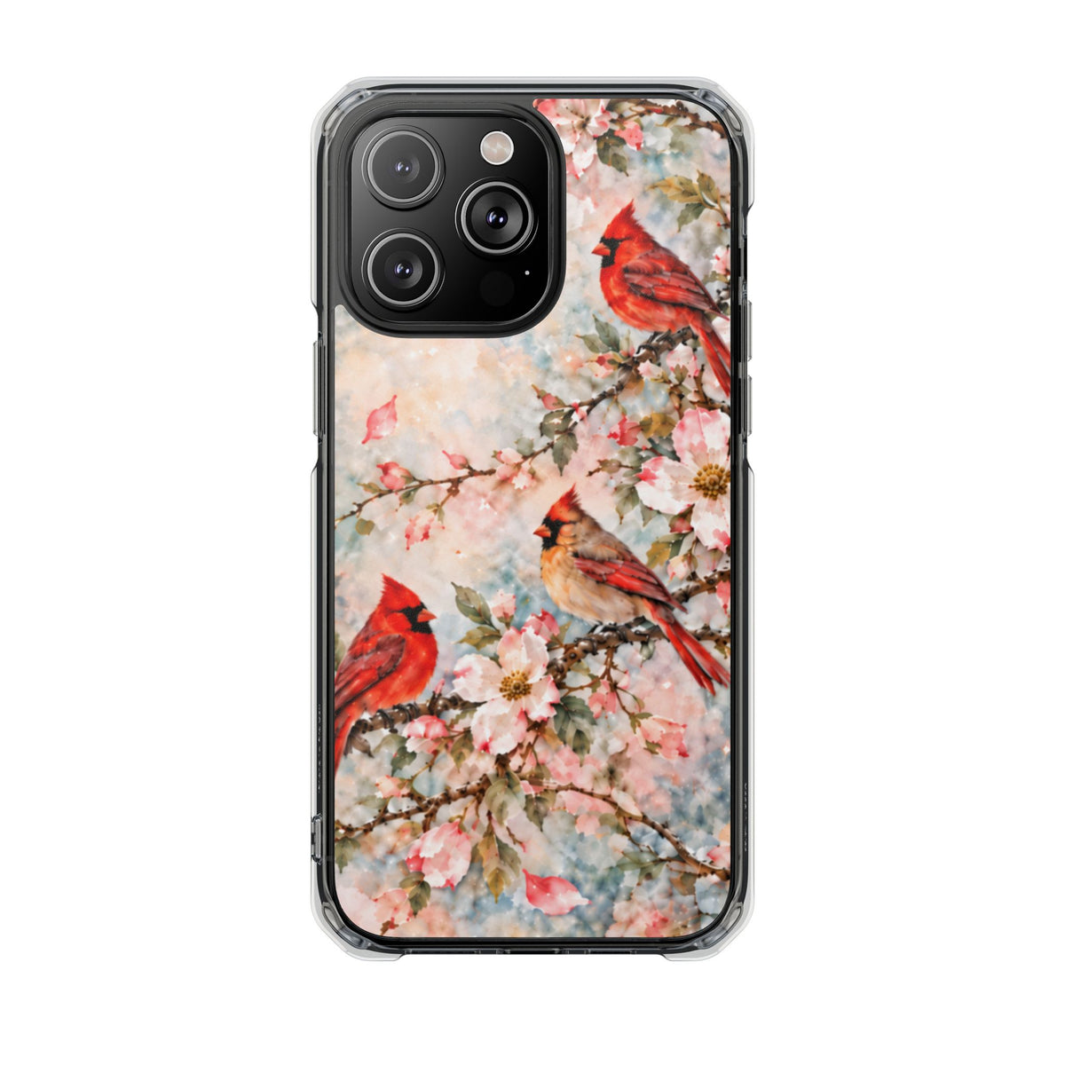 Clear Magnetic Phone Case — Cardinal Flock Scene