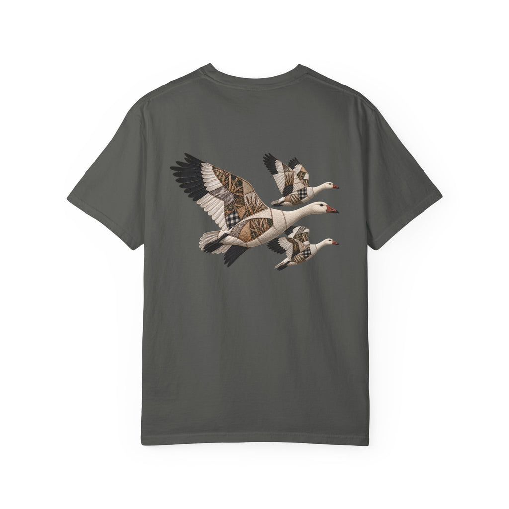 Faux Patchwork Snow Goose Shirt, Snow Geese Hunting T-Shirt, Arkansas Waterfowl Hunter Gift