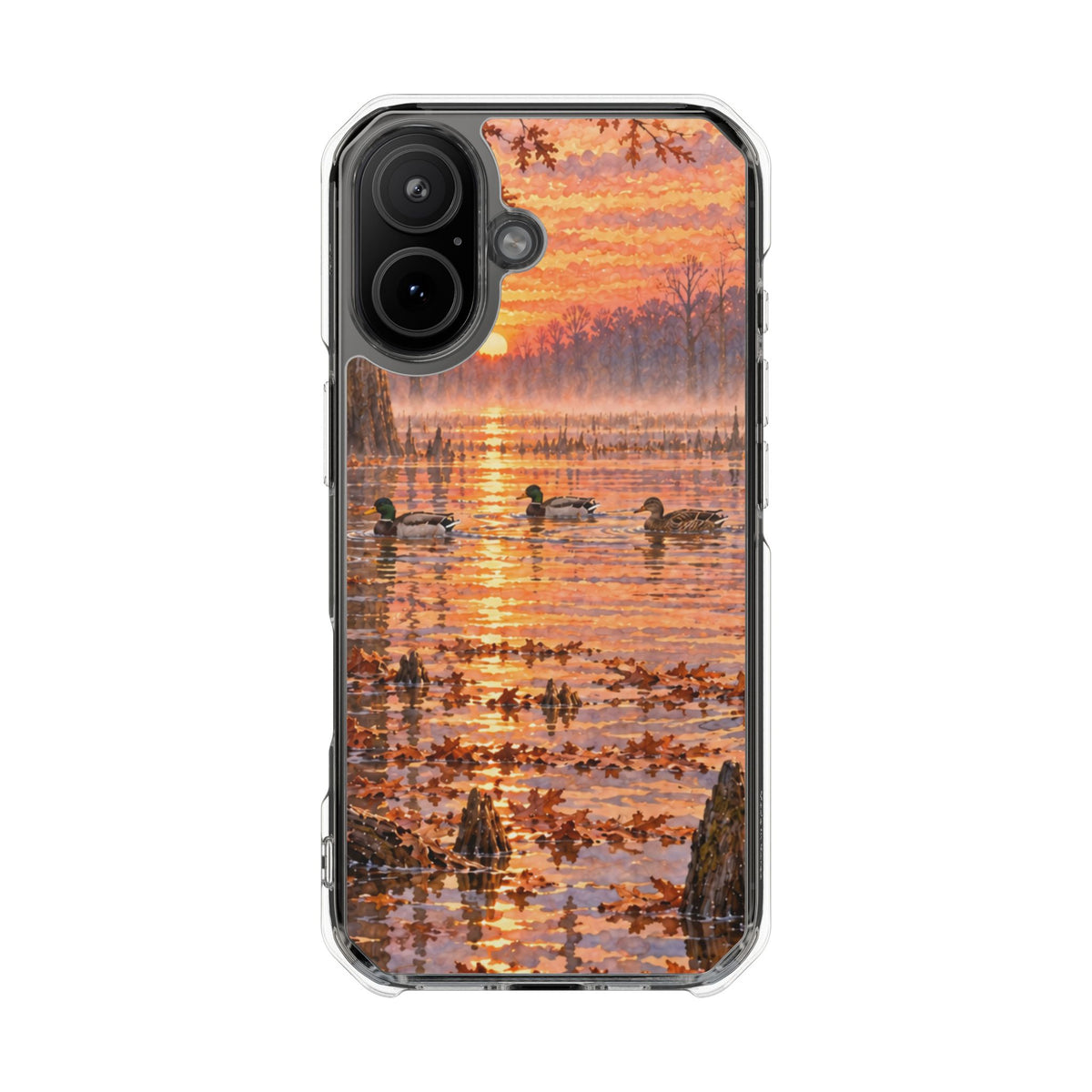 Clear Magnetic Phone Case — Ducks in lake