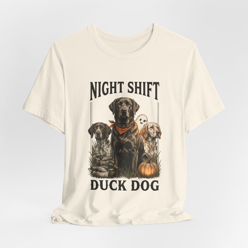 Night Shift Duck Dog T‑Shirt | Spooky Hunting, Retriever Graphic