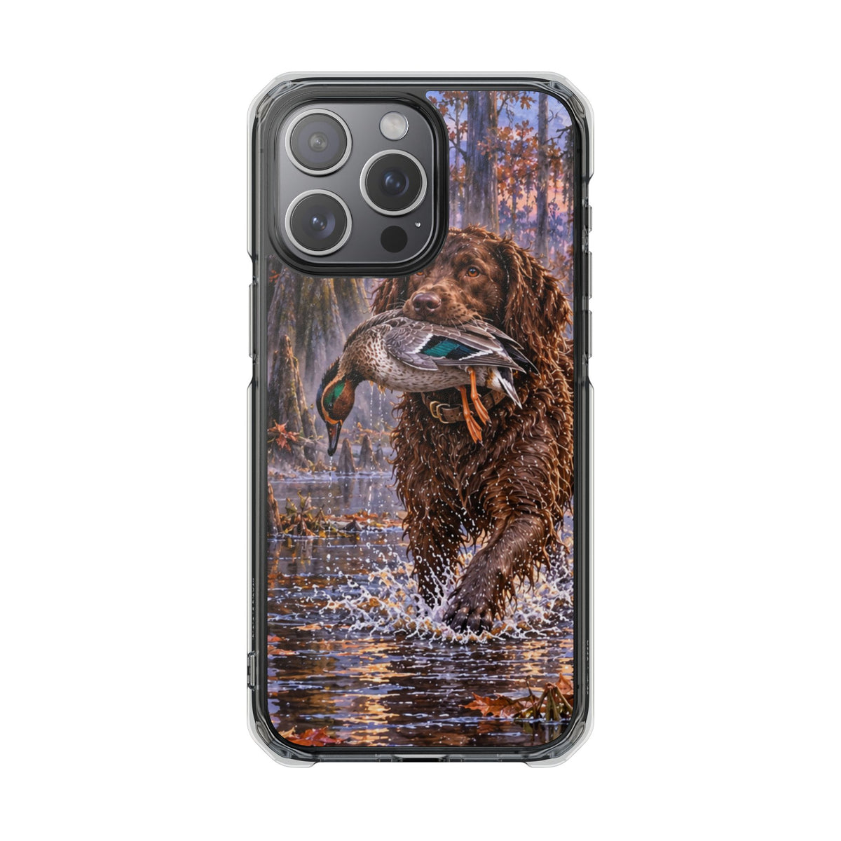Clear Magnetic Phone Case — Boykin spaniel with Duck swamp