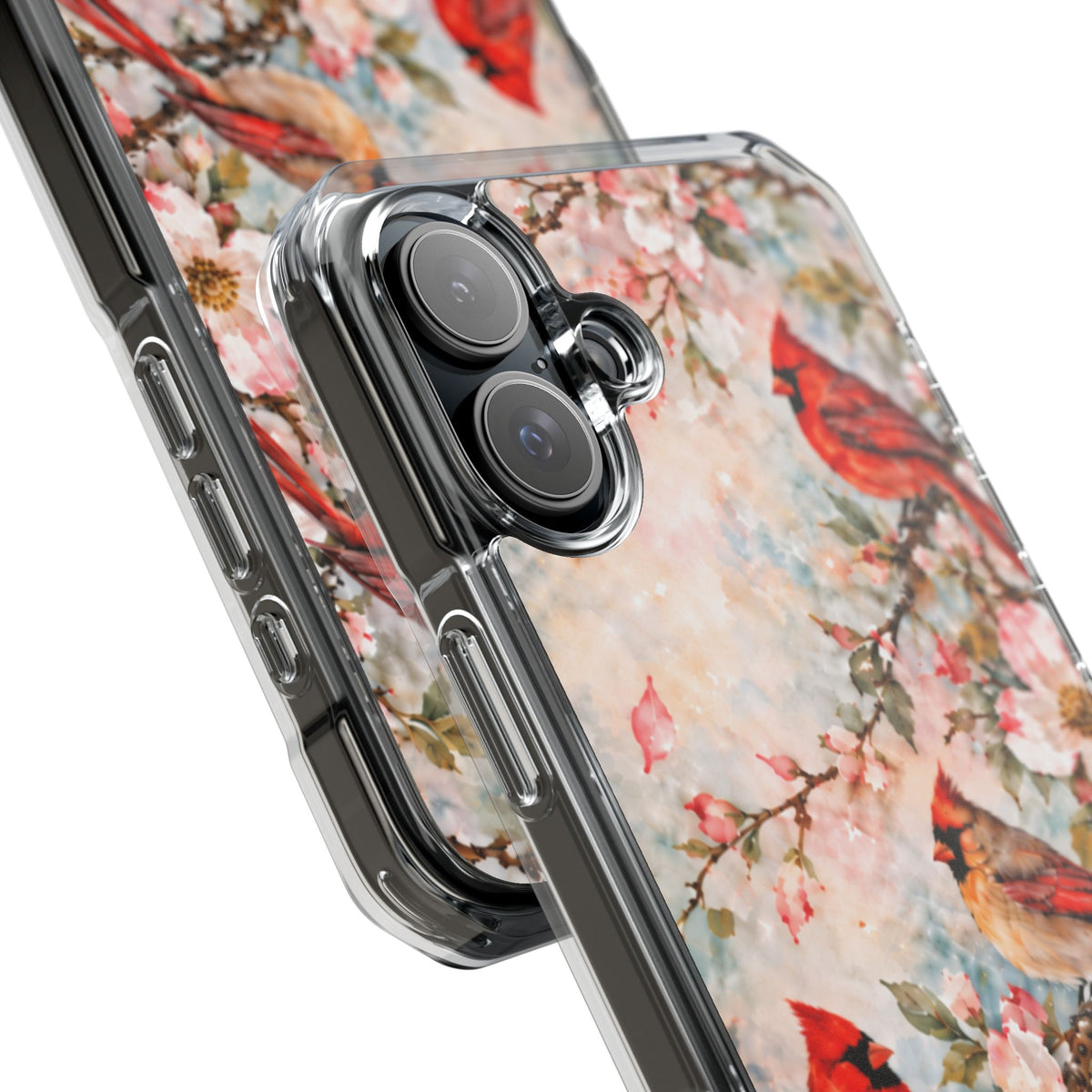 Clear Magnetic Phone Case — Cardinal Flock Scene
