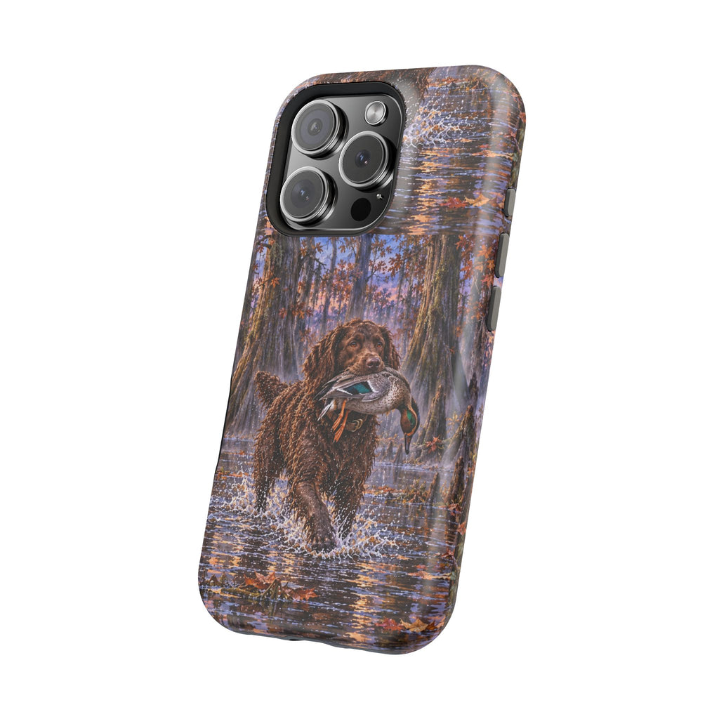 Clear Magnetic Phone Case — Boykin spaniel with Duck swamp