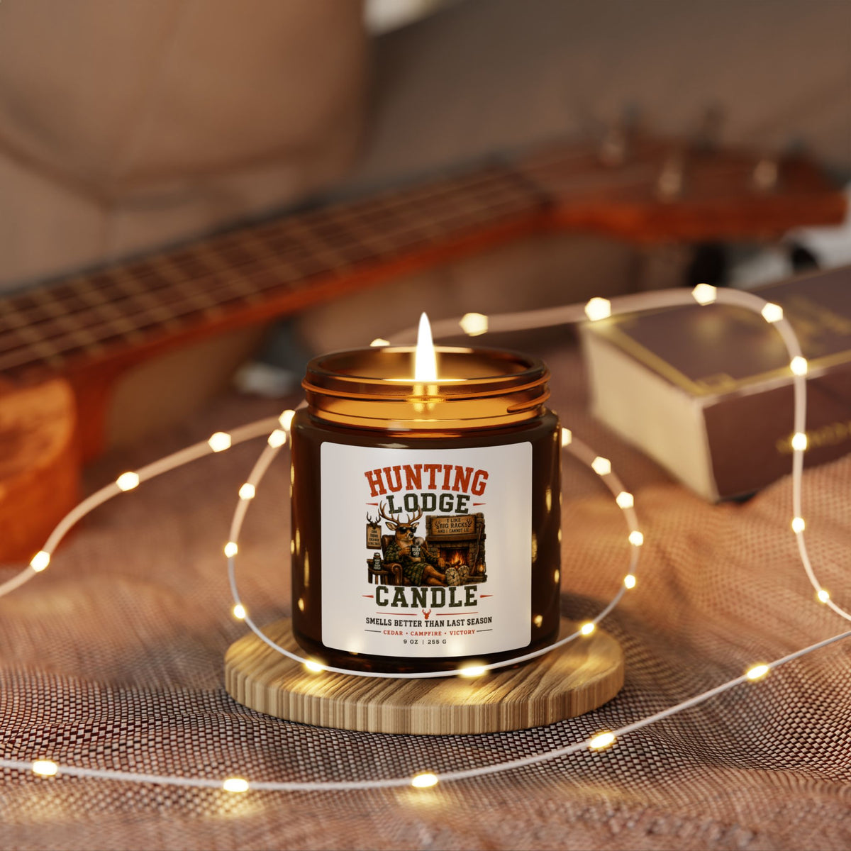 Hunting Lodge Soy Candle — Amber Jar Scented Candle (Multi-Size)