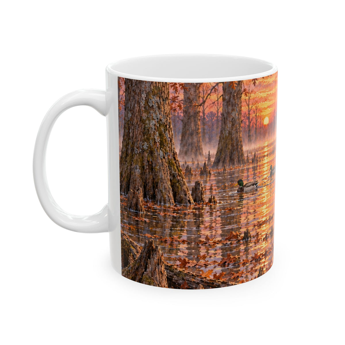 Autumn Retriever Ceramic Mug – Black Lab Sunrise Hunting Coffee Cup (11oz/15oz)