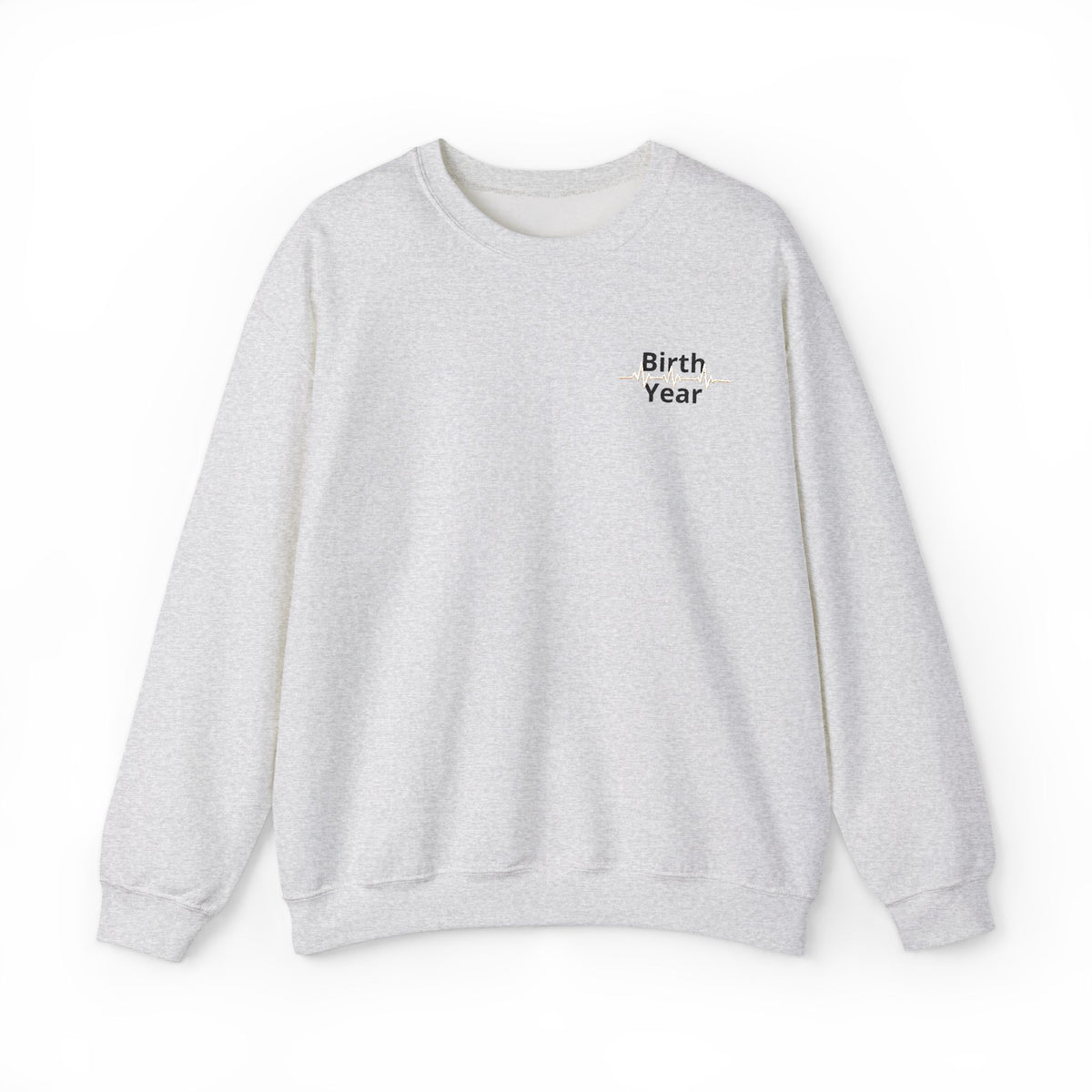 Birth Year Crewneck Sweatshirt — Personalized Vintage Heartbeat Design