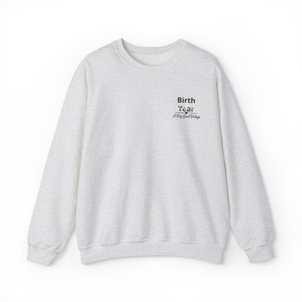 Birth Year Crewneck Sweatshirt — Personalized Vintage Heartbeat Design