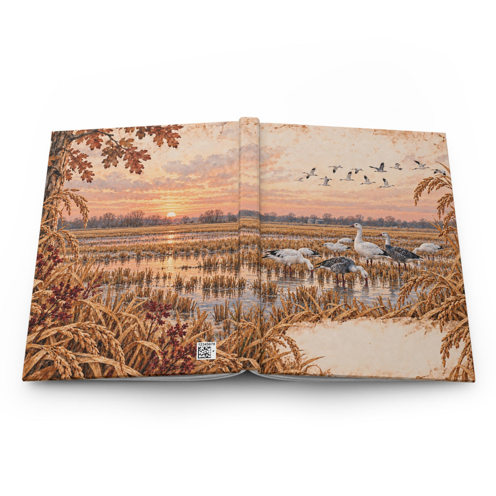 Migratory Geese Sunset Hardcover Journal — Lined Nature Notebook