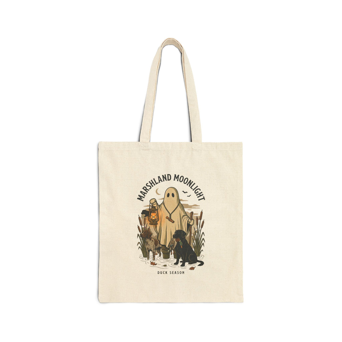 Marshland Moonlight Ghost Tote | Spooky Hunting, Vintage Halloween Canvas