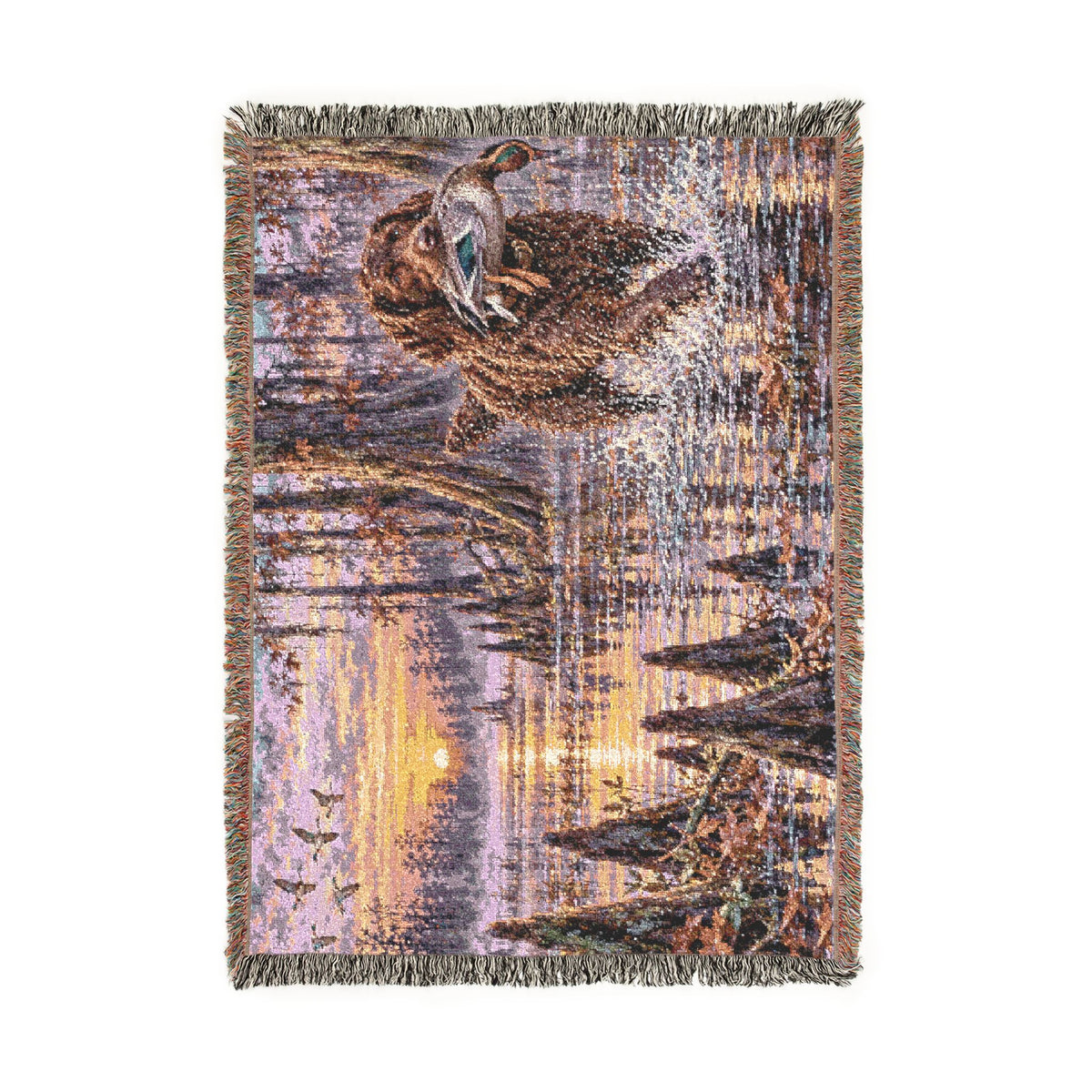 Mohican River Scenic Woven Blanket — Rustic Lake Boykin spaniel Landscape Throw