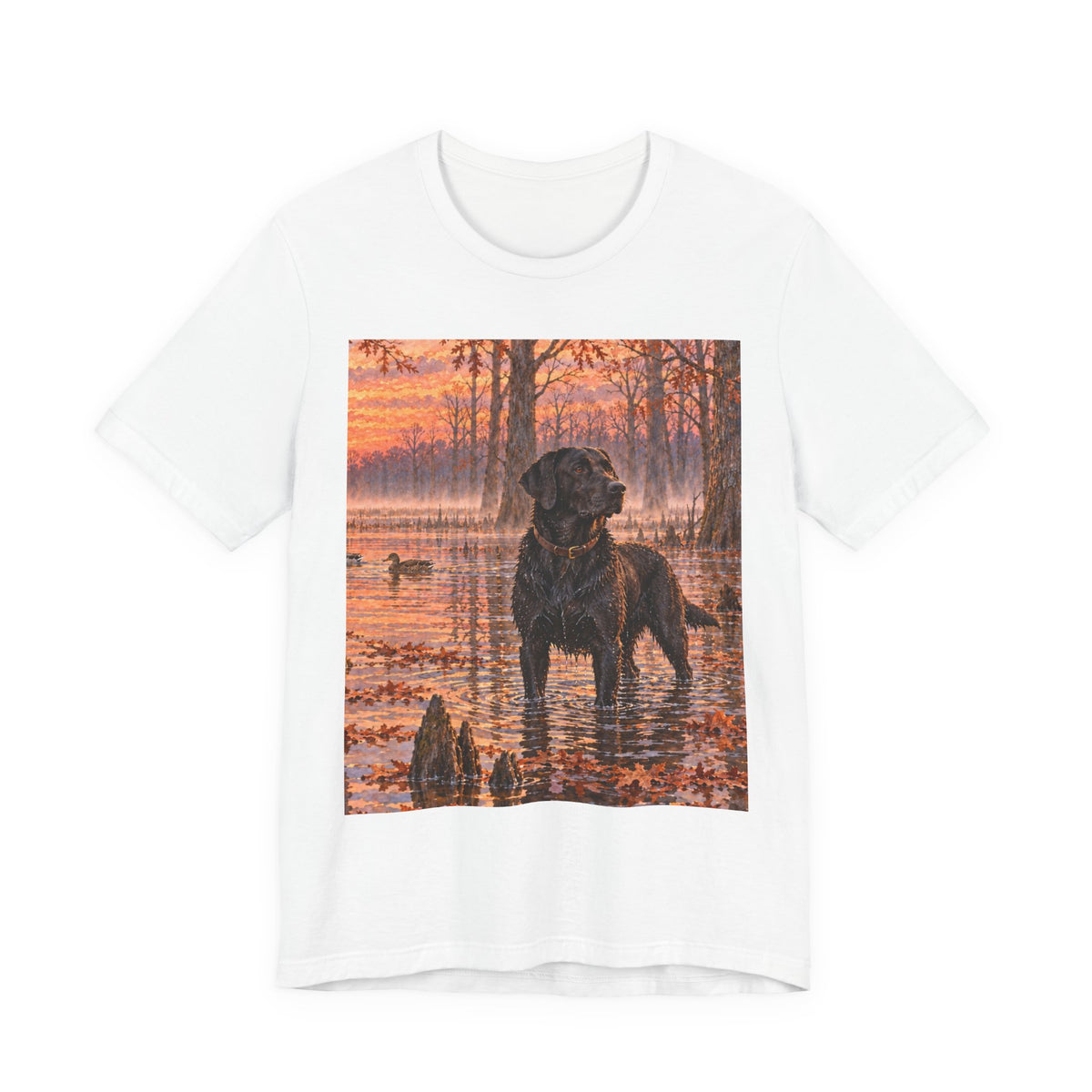 Sunset Bay Labrador Tee — Black Lab Dog Sunset Shirt
