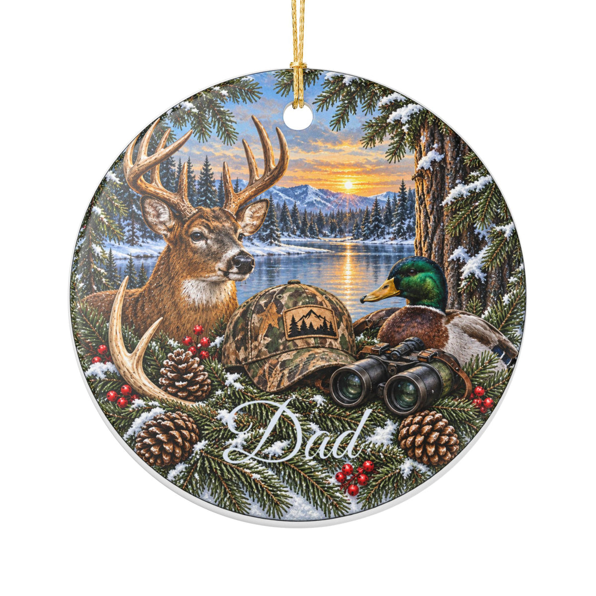 Personalized Christmas Ornament, Custom Name Family Keepsake, Hunter Ornament, Christmas Gift for Family, Friends or Memorial