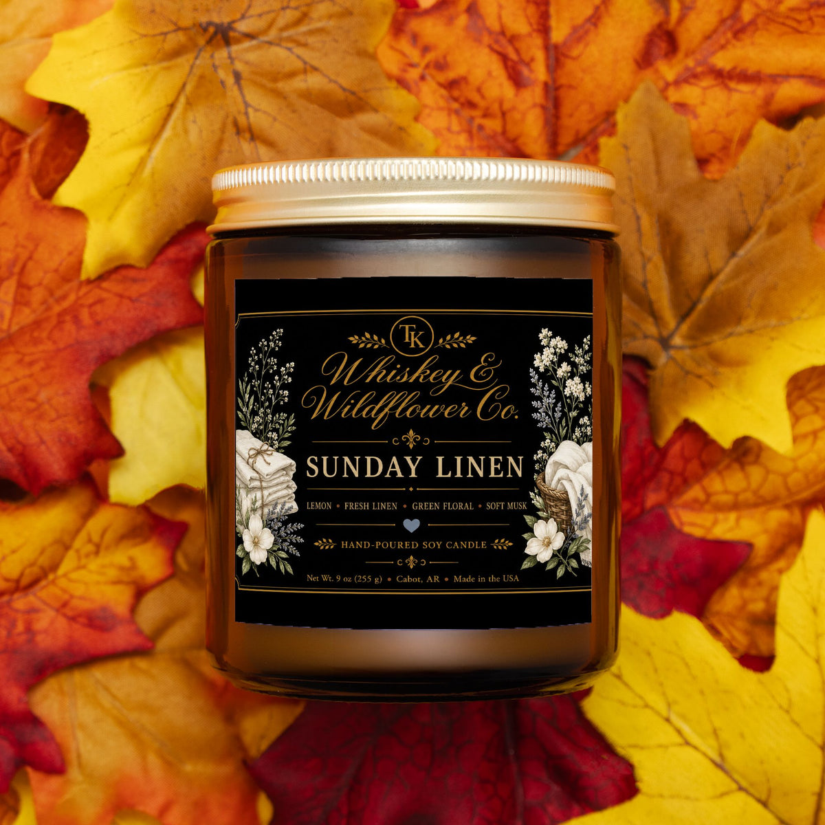 Sunday Linen Candle Amber Jar 9oz