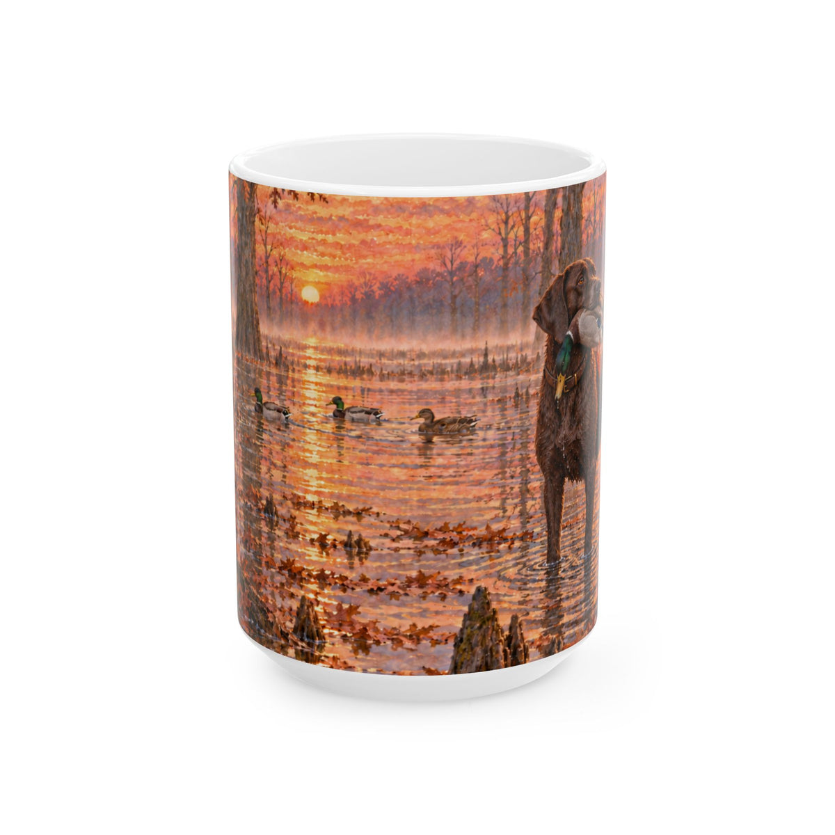 Duck Hunting Coffee Mug — Sunrise Marsh Scene Ceramic Mug (11oz & 15oz)