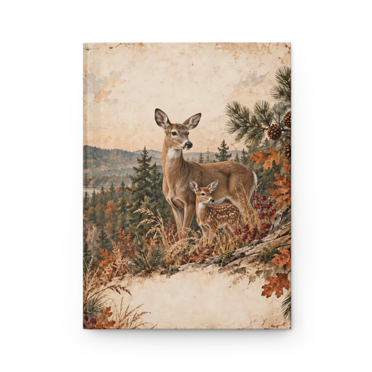 Deer & Fawn Hardcover Journal — Rustic Forest Lined Notebook