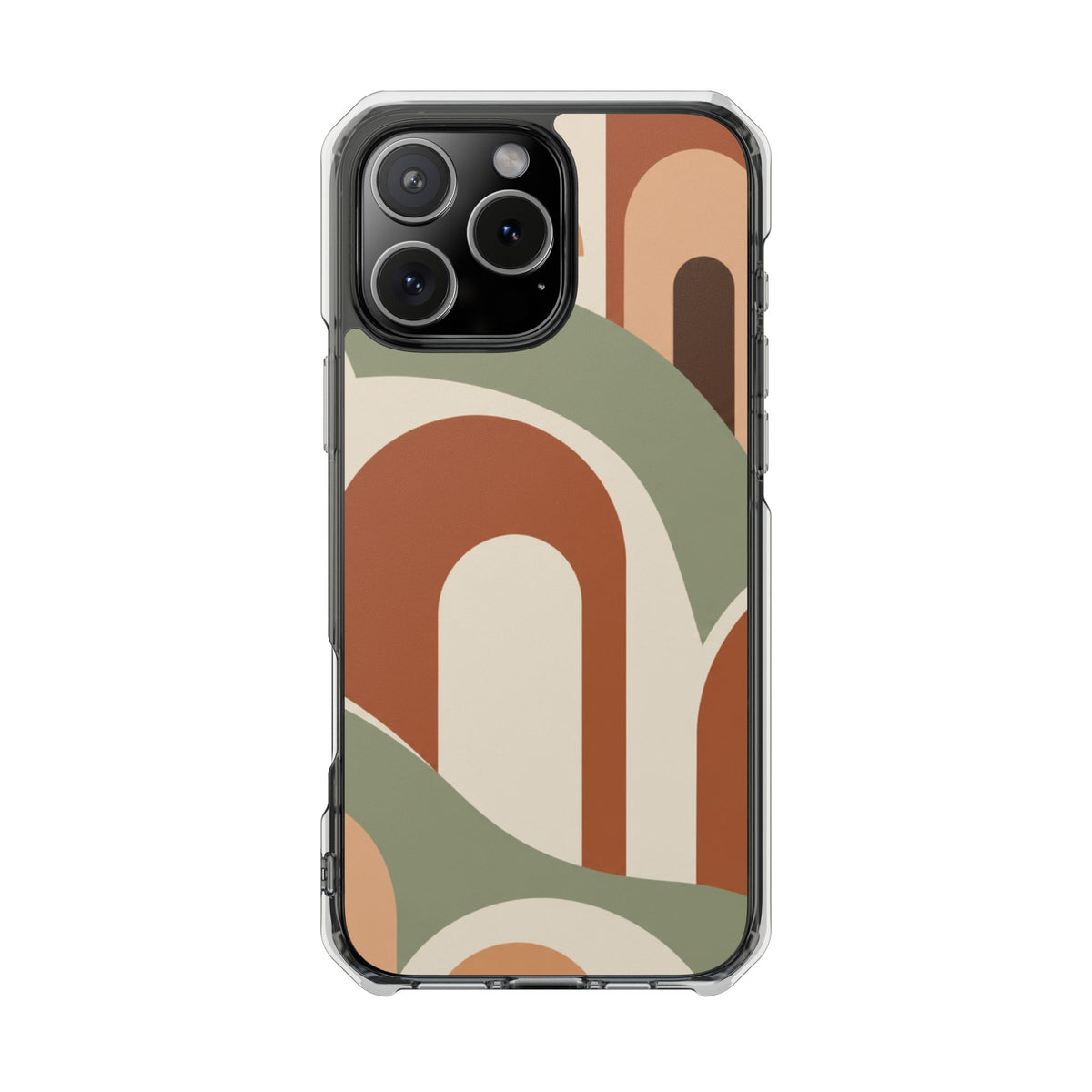 Clear Magnetic Impact Phone Case — Retro Arch Geometric Design (Protective, Slim)