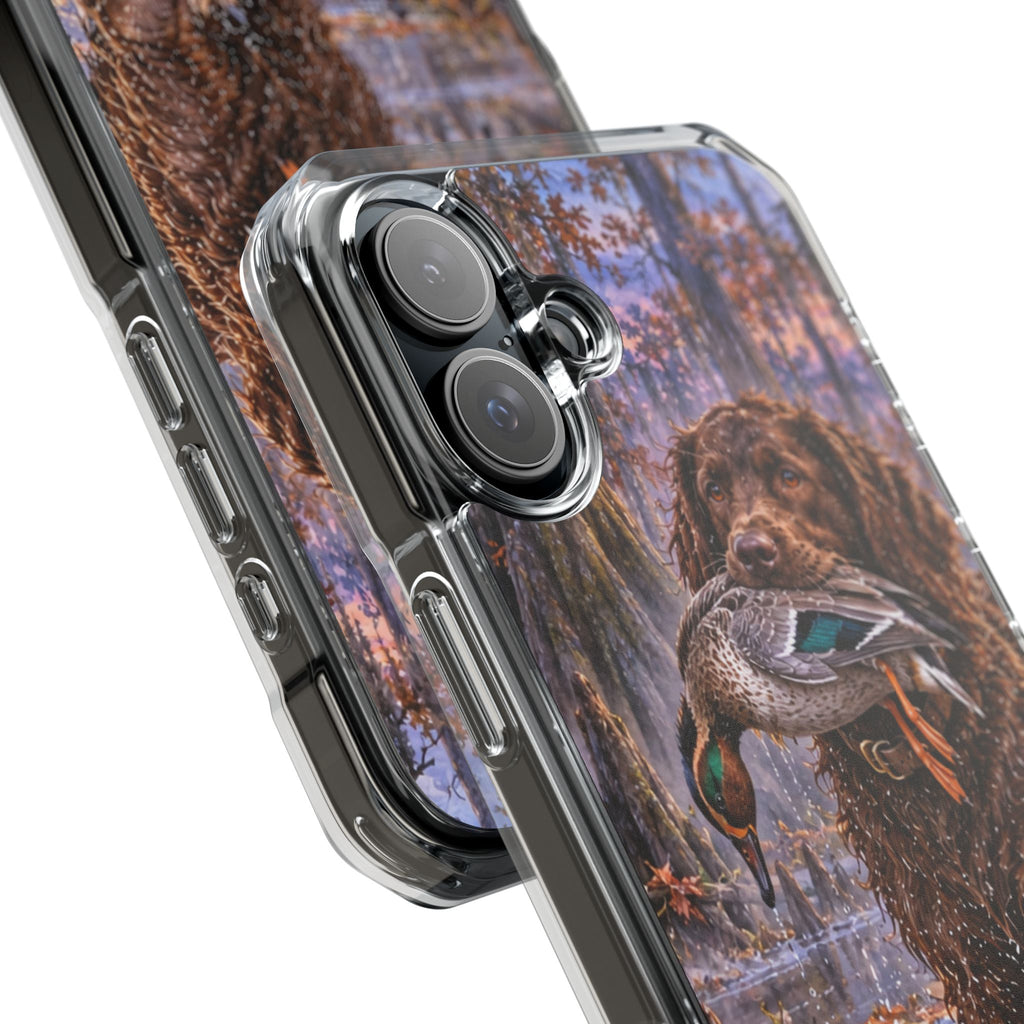 Clear Magnetic Phone Case — Boykin spaniel with Duck swamp