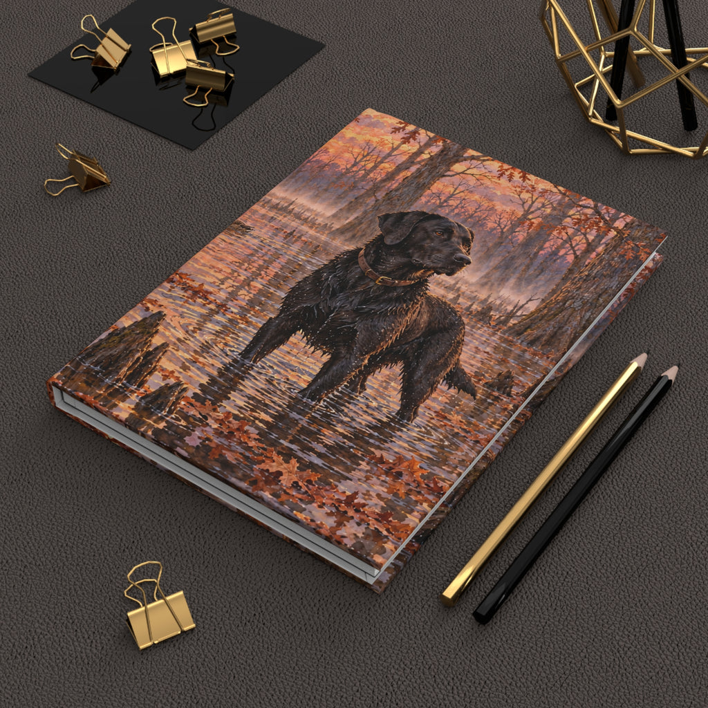 Black Labrador Journal — Autumn Swamp Sunset Hardcover Notebook