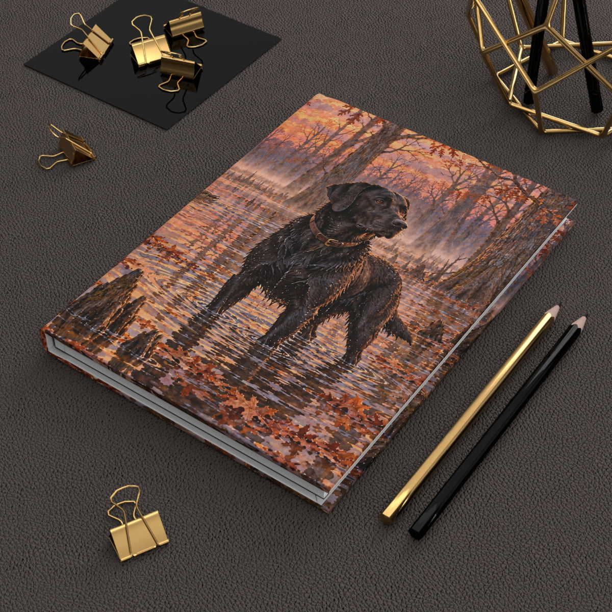 Black Labrador Journal — Autumn Swamp Sunset Hardcover Notebook