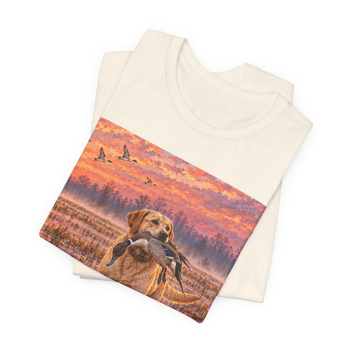 Sunset Retriever T-Shirt — Golden Retriever Sunset Scene Tee