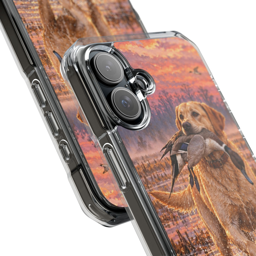 Clear Magnetic Phone Case — Lab in swamp with duck