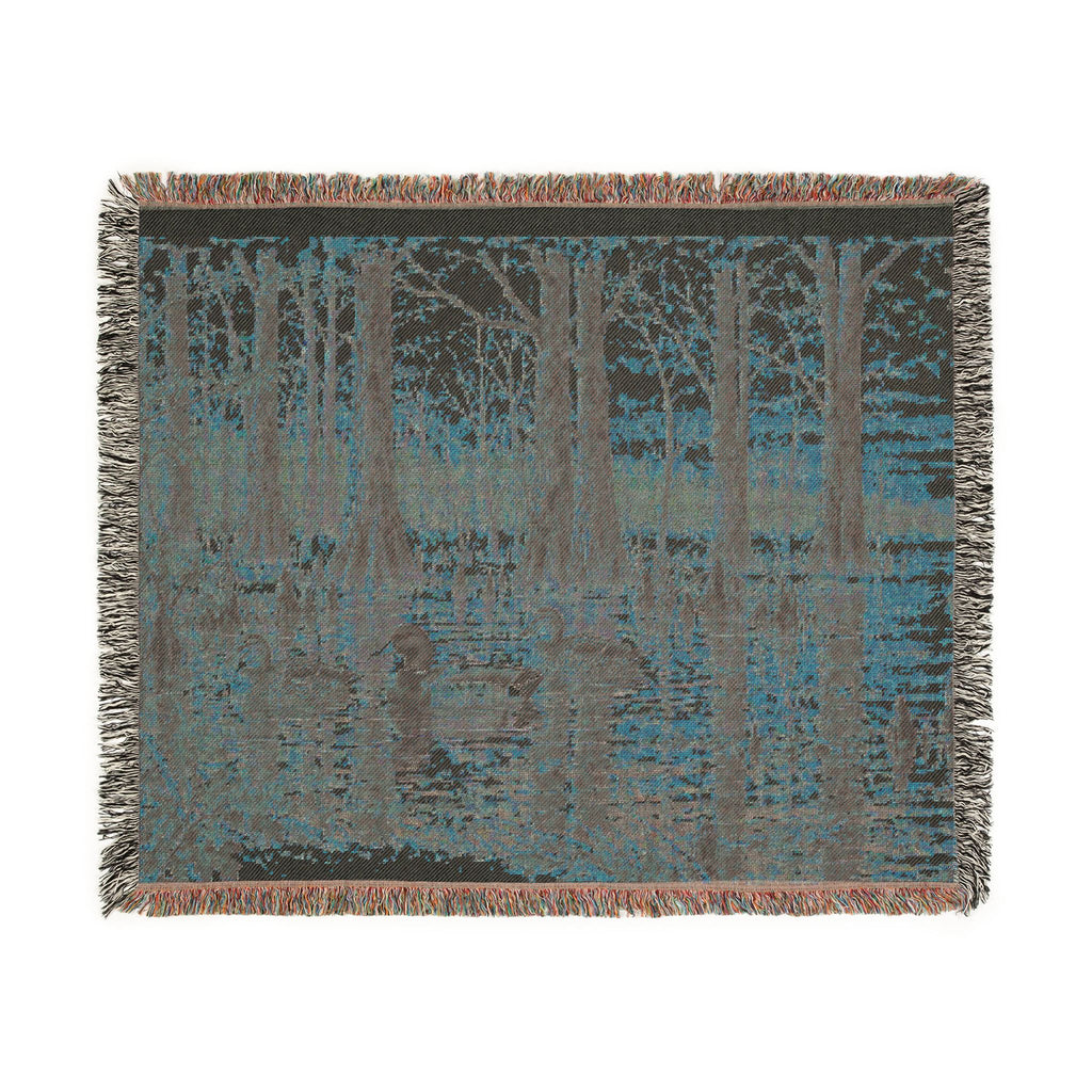 Duck Marsh Woven Blanket — Scenic Woodland Duck Hunting Throw