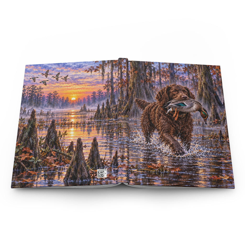 Boykin Spaniel Journal — Autumn Swamp Sunset Hardcover Notebook