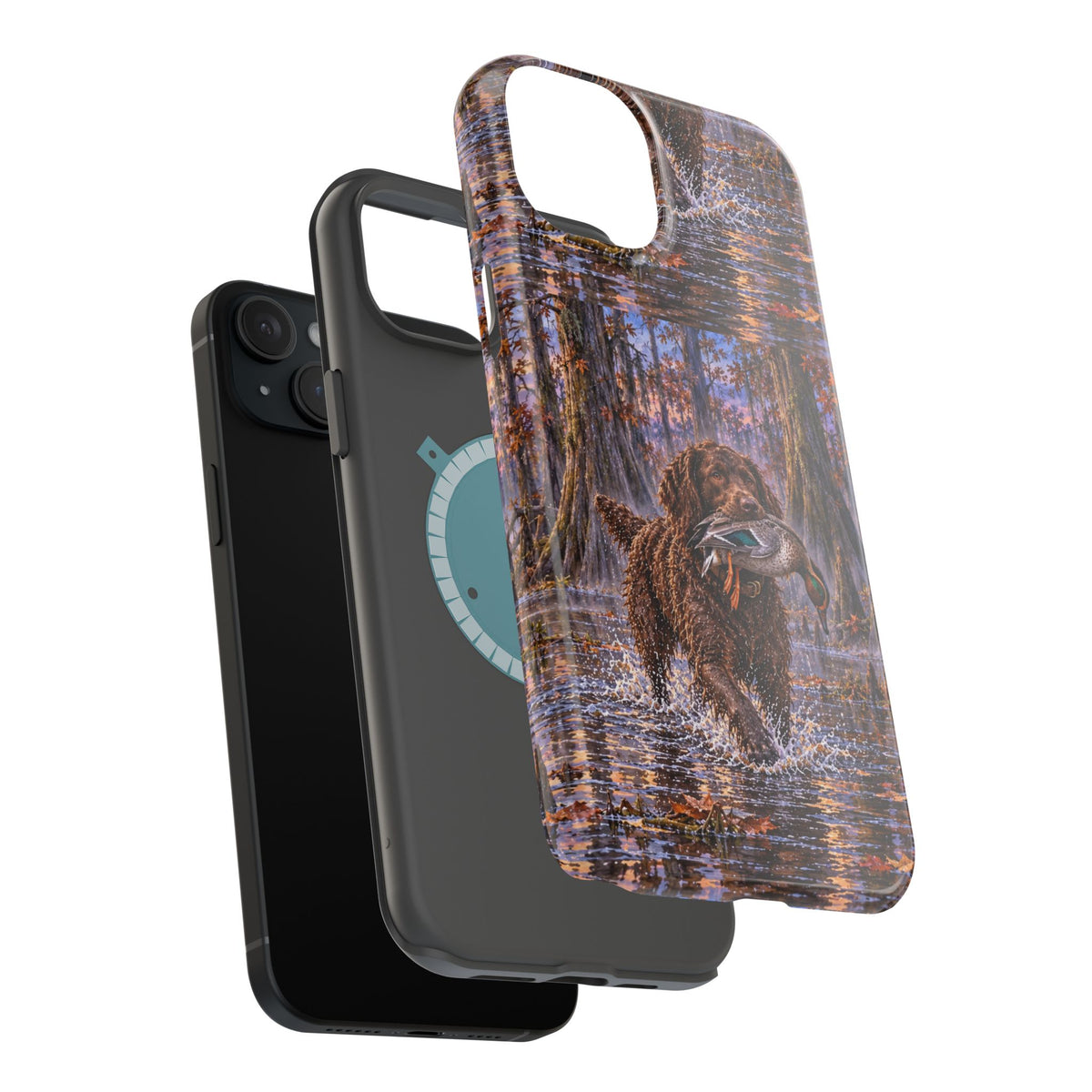 Clear Magnetic Phone Case — Boykin spaniel with Duck swamp