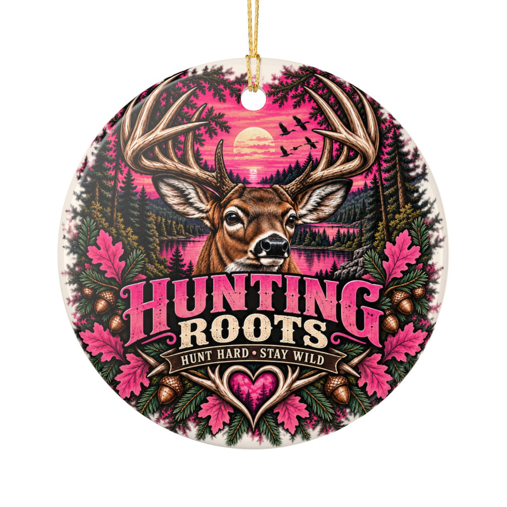 Personalized Hunting Roots Deer Ornament, Pink Whitetail Christmas Keepsake, Custom Name 2026 Hunter Gift