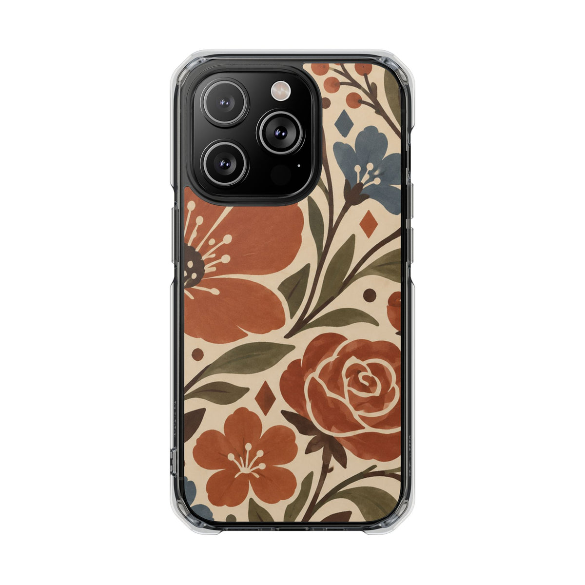 Clear Magnetic Phone Case Floral Patterns Protective Cover