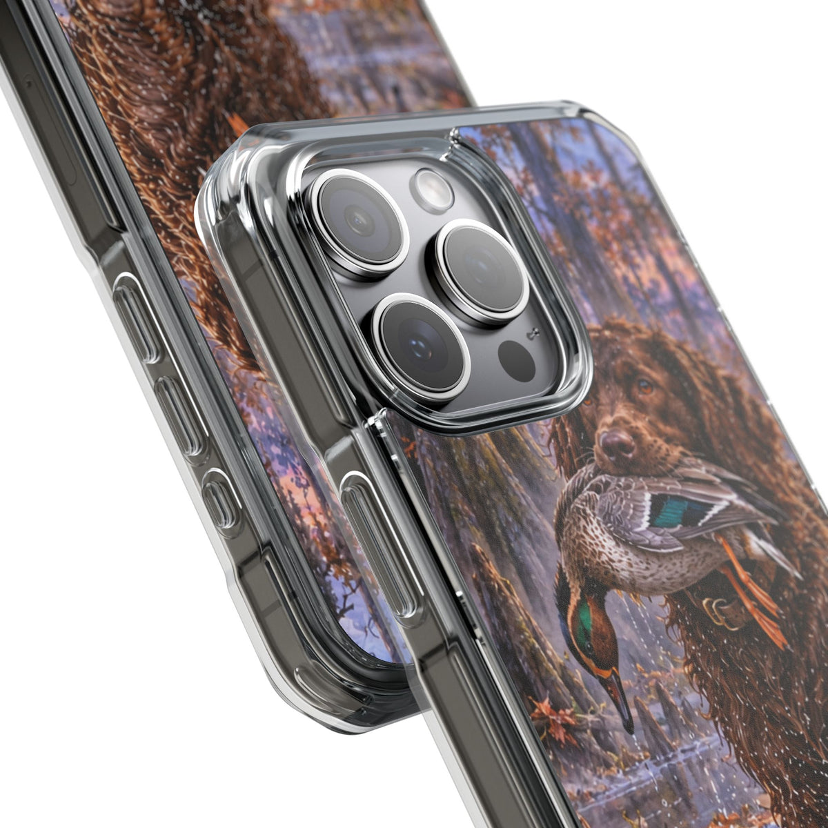 Clear Magnetic Phone Case — Boykin spaniel with Duck swamp