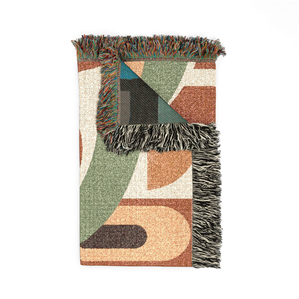 Retro Arch Woven Blanket – Mid-Century Geometric Throw for Living Room, Boho Decor