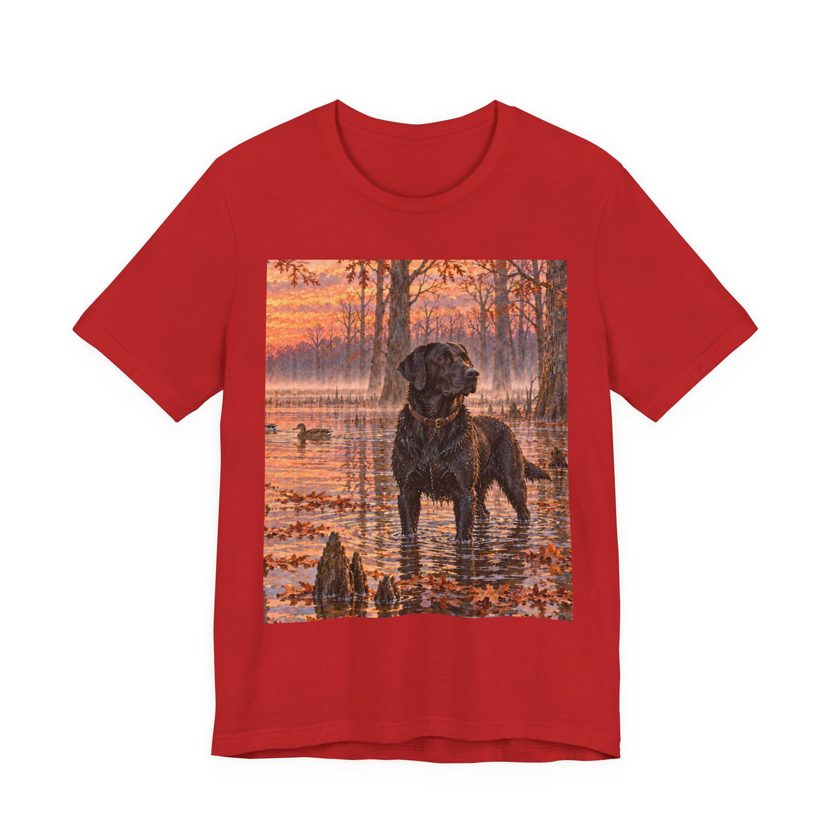 Sunset Bay Labrador Tee — Black Lab Dog Sunset Shirt