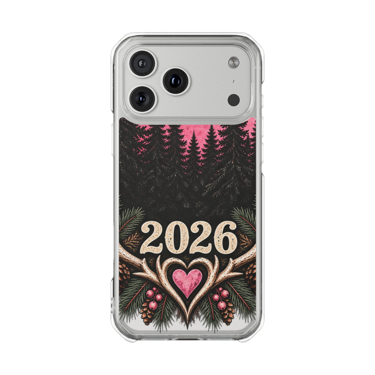 2026 Pink Moon Forest Phone Case — Clear Magnetic Protective Cover