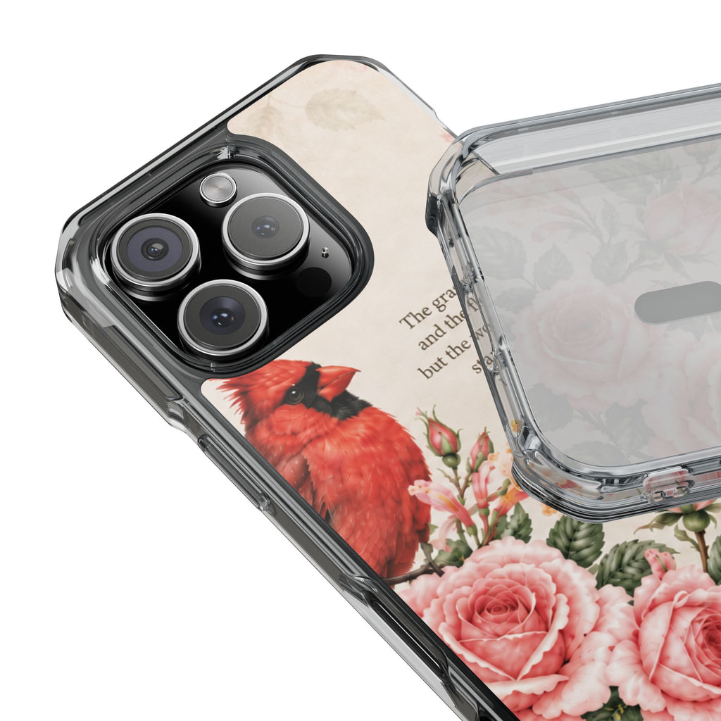 Clear Magnetic Phone Case — Cardinal Scene Isiah 40:8