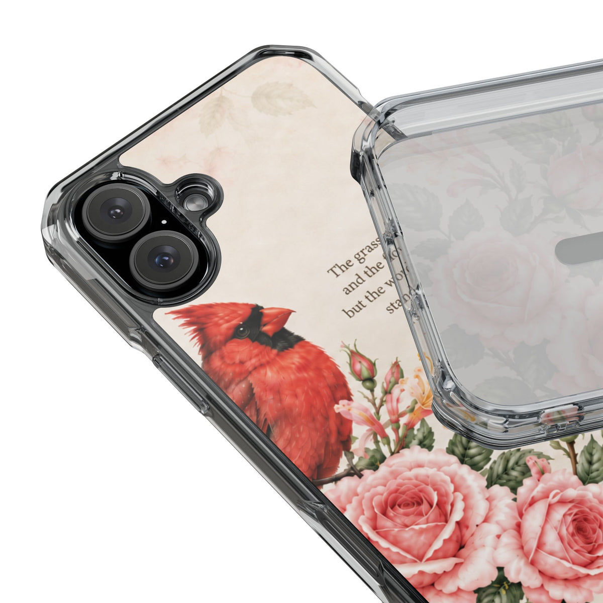 Clear Magnetic Phone Case — Cardinal Scene Isiah 40:8