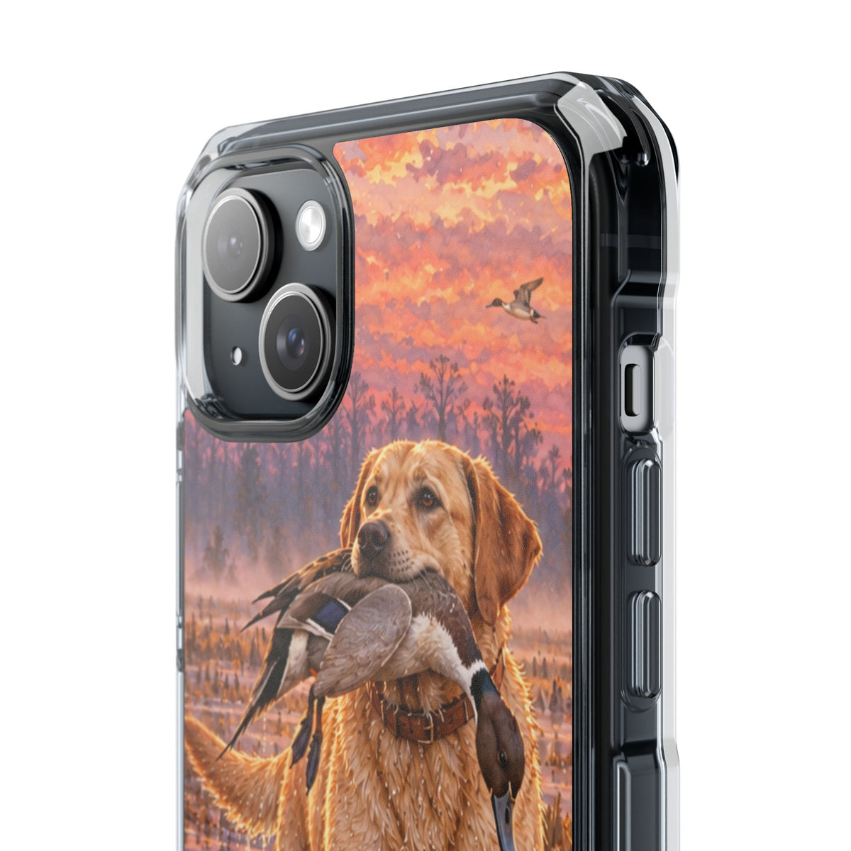 Clear Magnetic Phone Case — Lab with Duck swamp